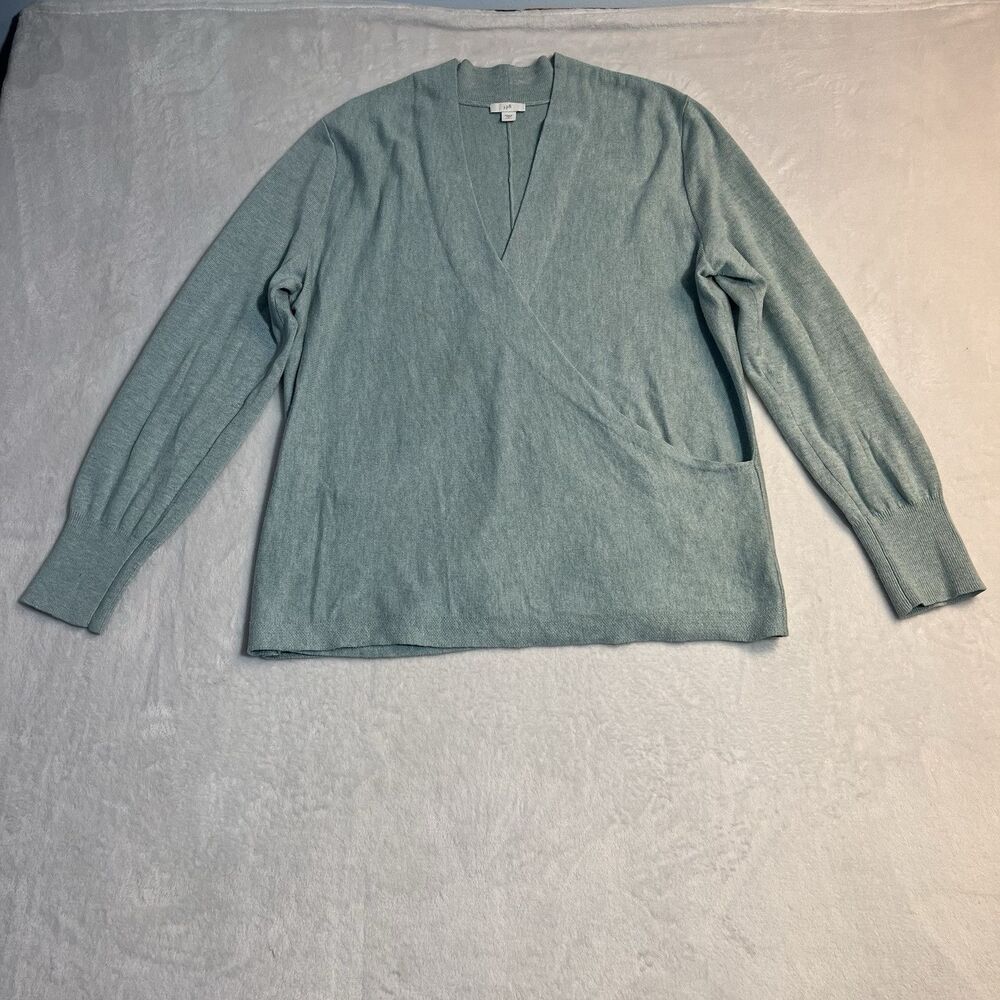 J. Jill Women Seamed Wrap Sweater Size XL Long Sleeve Soft Classic Preppy Mature